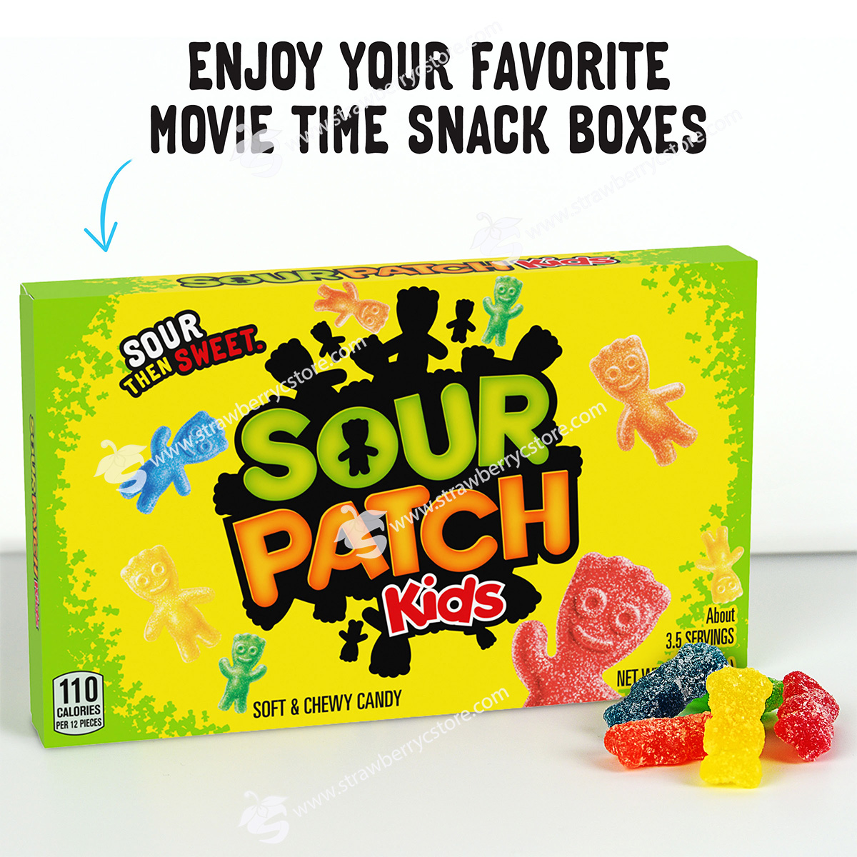 Kẹo dẻo trái cây sour patch kids original soft & chewy candy, hộp 99g