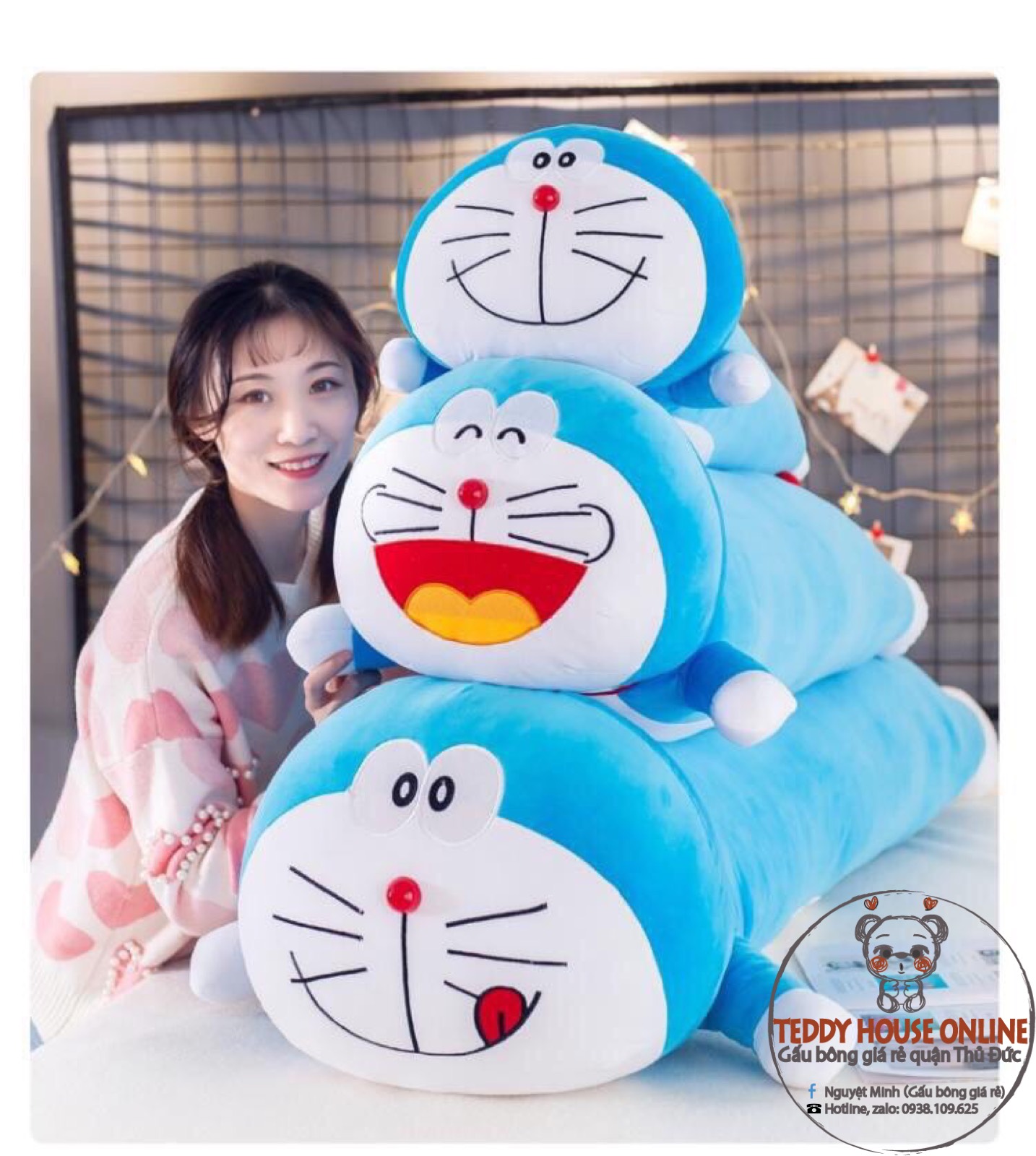 Gấu bông Đô Rê Mon dáng ôm 1m4