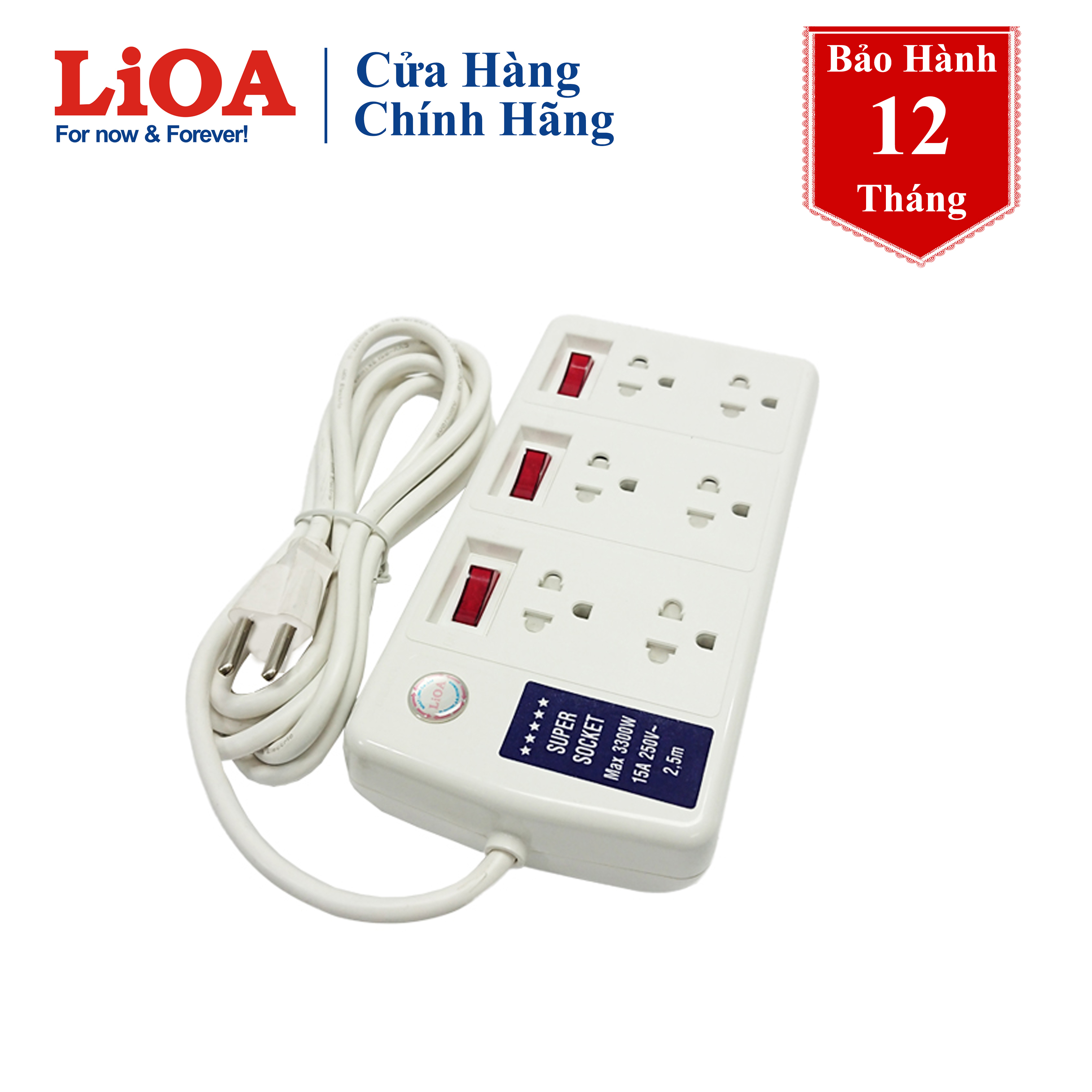 Ổ cắm kéo dài LiOA công suất lớn 6 ổ cắm 6SS2.5-2
