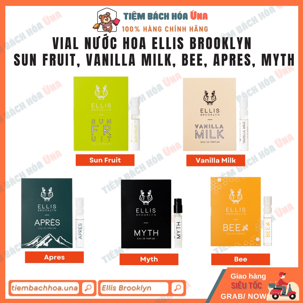 Nước hoa Vial Nữ Ellis Brooklyn Sun Fruit, Vanilla Milk, Bee, Apres, Myth