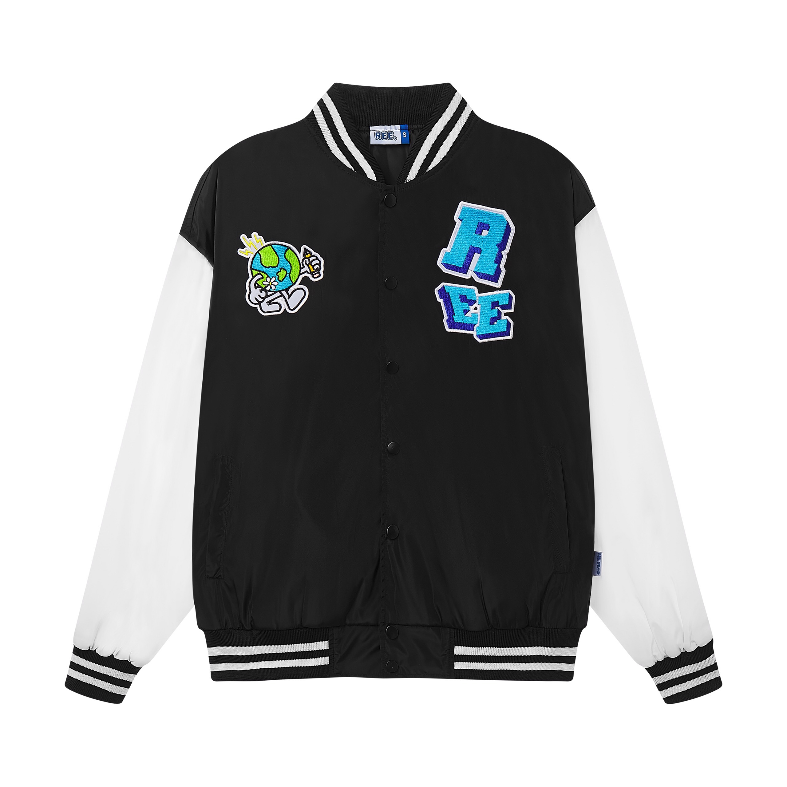 ÁO KHOÁC VARSITY THÊU MÀU ĐEN