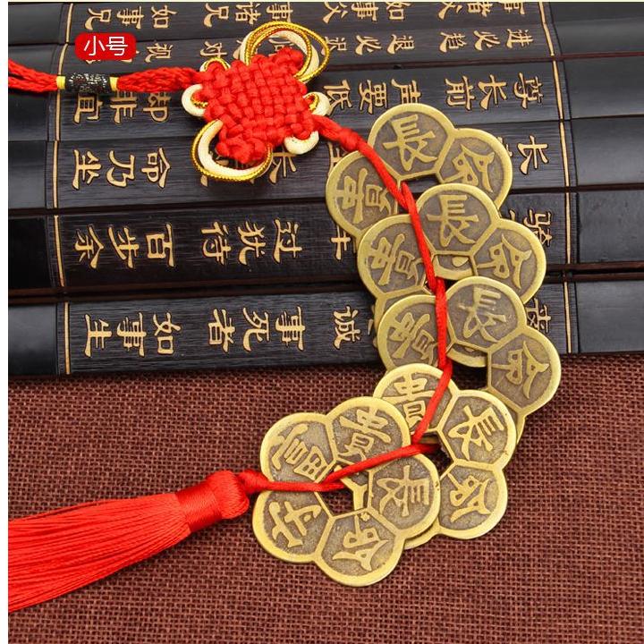 Đồng Nguyên Chất, Dây 5 Đồng Xu Hoa Mai Size Lớn Đẹp Không Bị Lỗi
