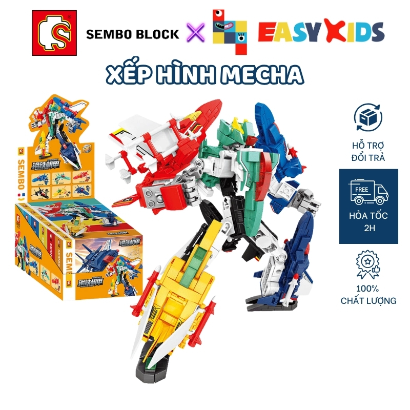 Bộ Đồ Chơi Lắp Ráp Xếp Hình Robot Mecha 6in1 Đồ Chơi Giáo Dục Sembo 103126-103131