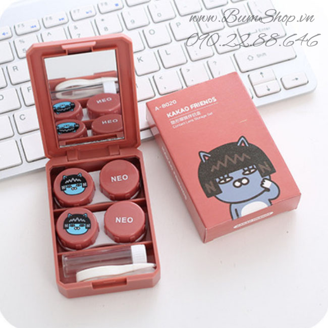 Khay gương đôi Kakaotalk, đựng được 2 cặp lens