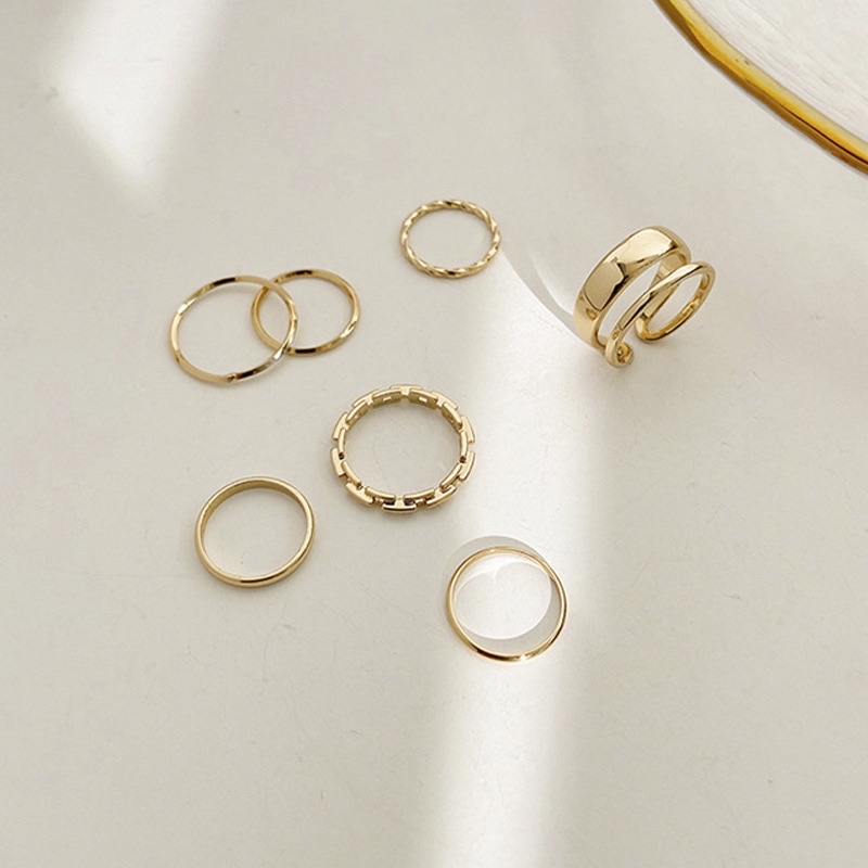 set nhẫn retro 7 chiếc phong cách
