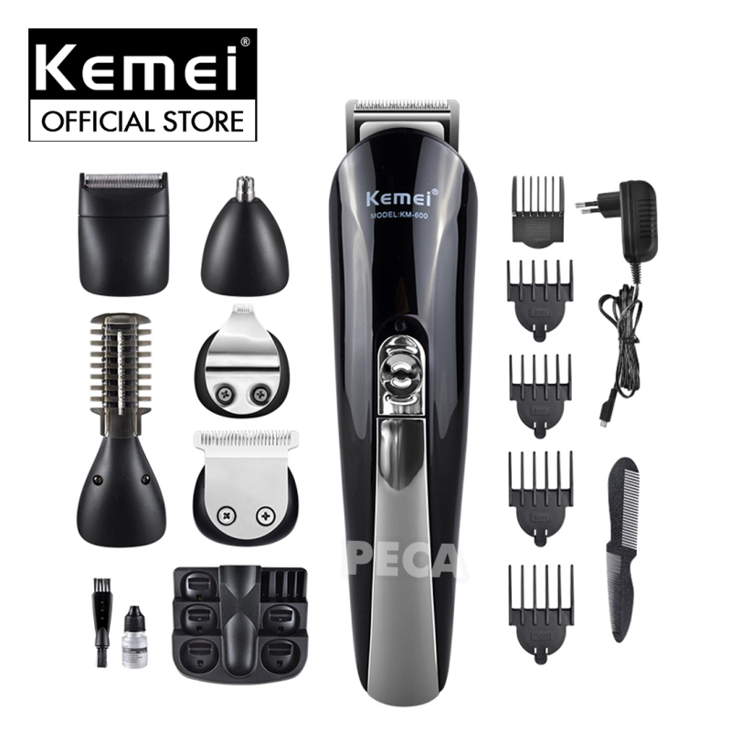 Tông đơ cắt tóc đa năng 6in1 Kemei KM-600 không dây có thể cắt tóc, cạo râu, tỉa lông mũi, tạo kiểu tóc... sạc nhanh chỉ 2h - phân phối chính hãng cao cấp