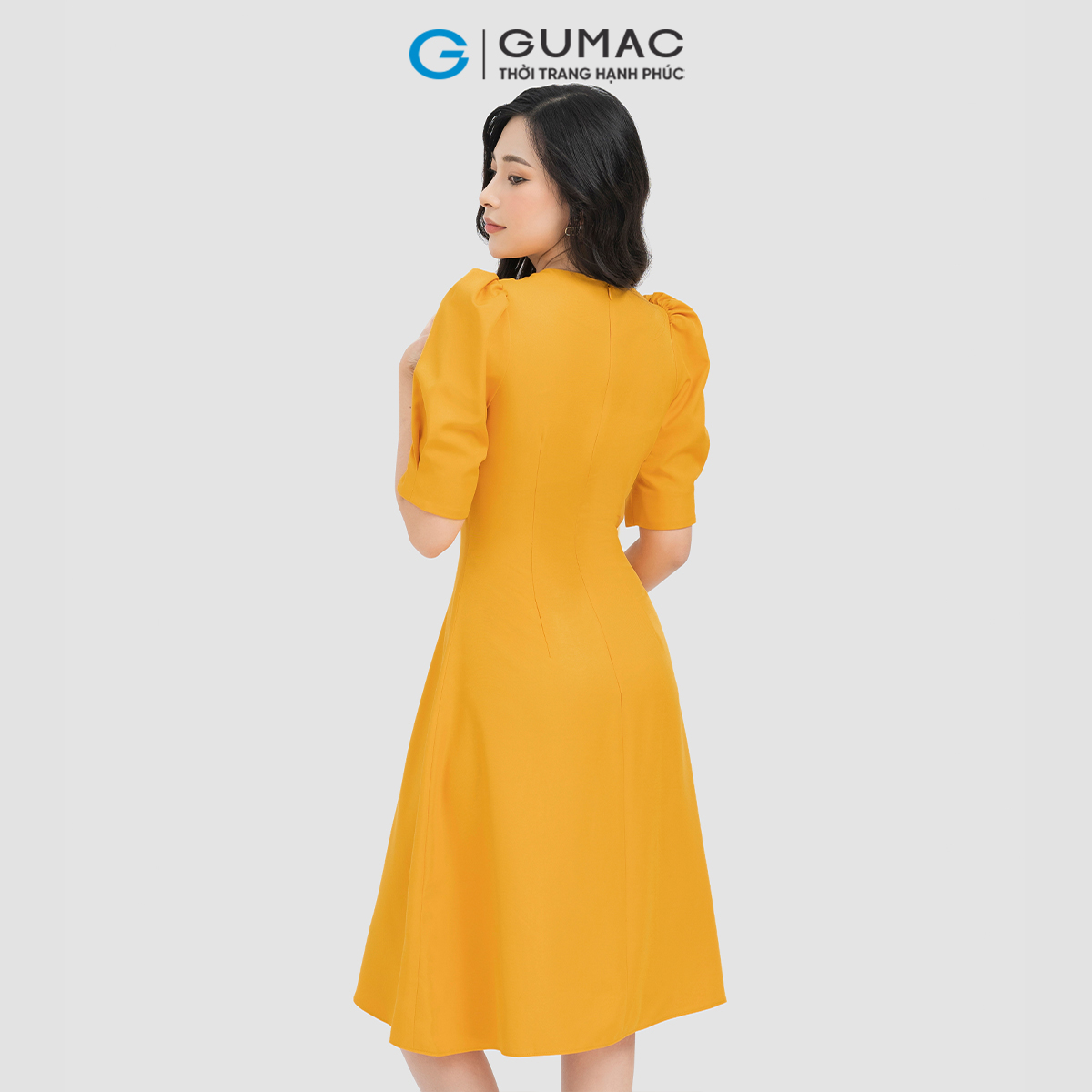 [15 - 17.6 |Voucher 8-15%] Đầm nữ tay phồng chiết ly GUMAC LDE0606