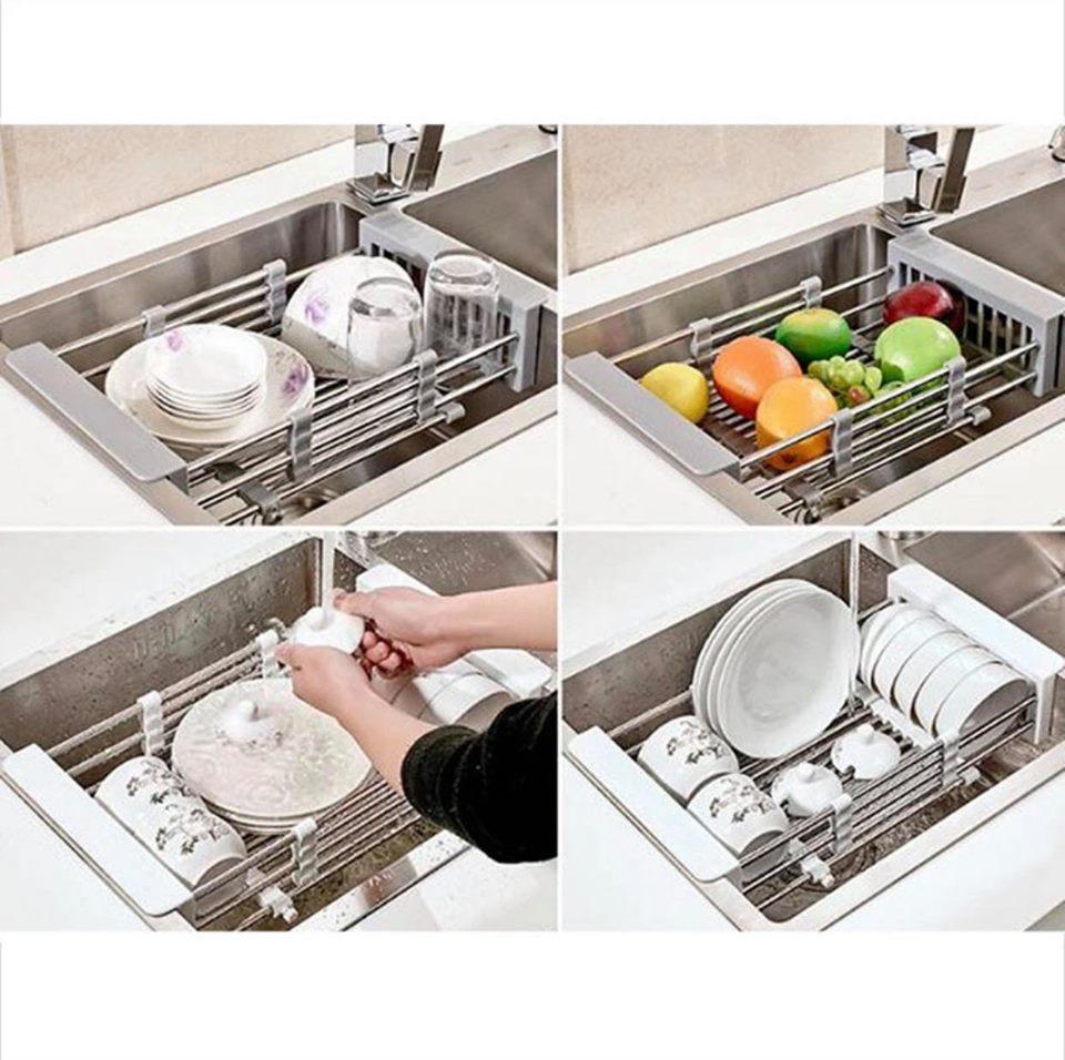 Rổ inox đa năng, rổ ráo nước chậu rửa chén