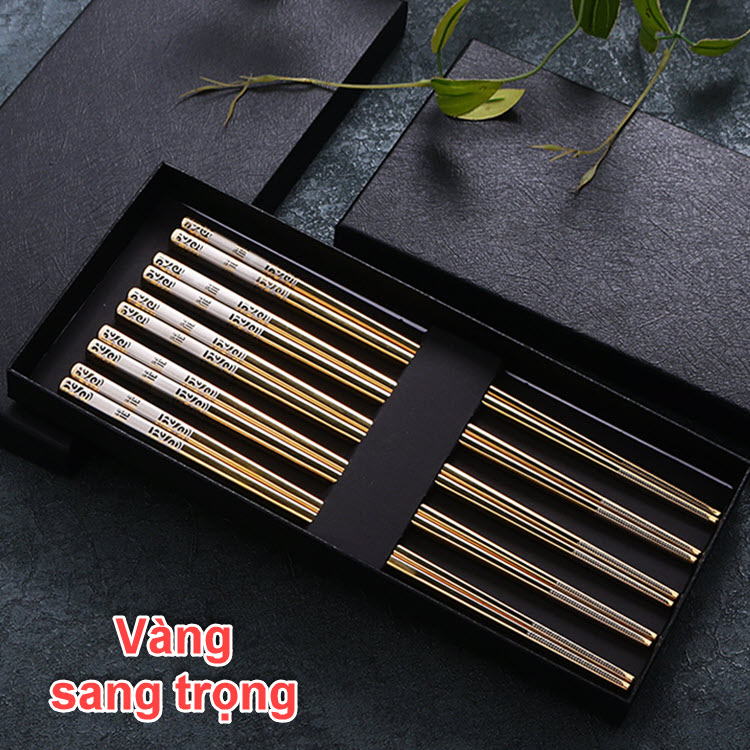 Sét 10 đôi đũa inox 304 hàn quốc mạ titan cao cấp