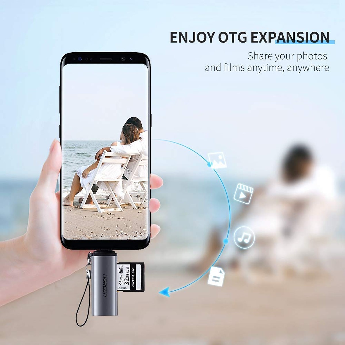 Đầu đọc thẻ SD/TF USB type-C Ugreen 50704 Chính Hãng