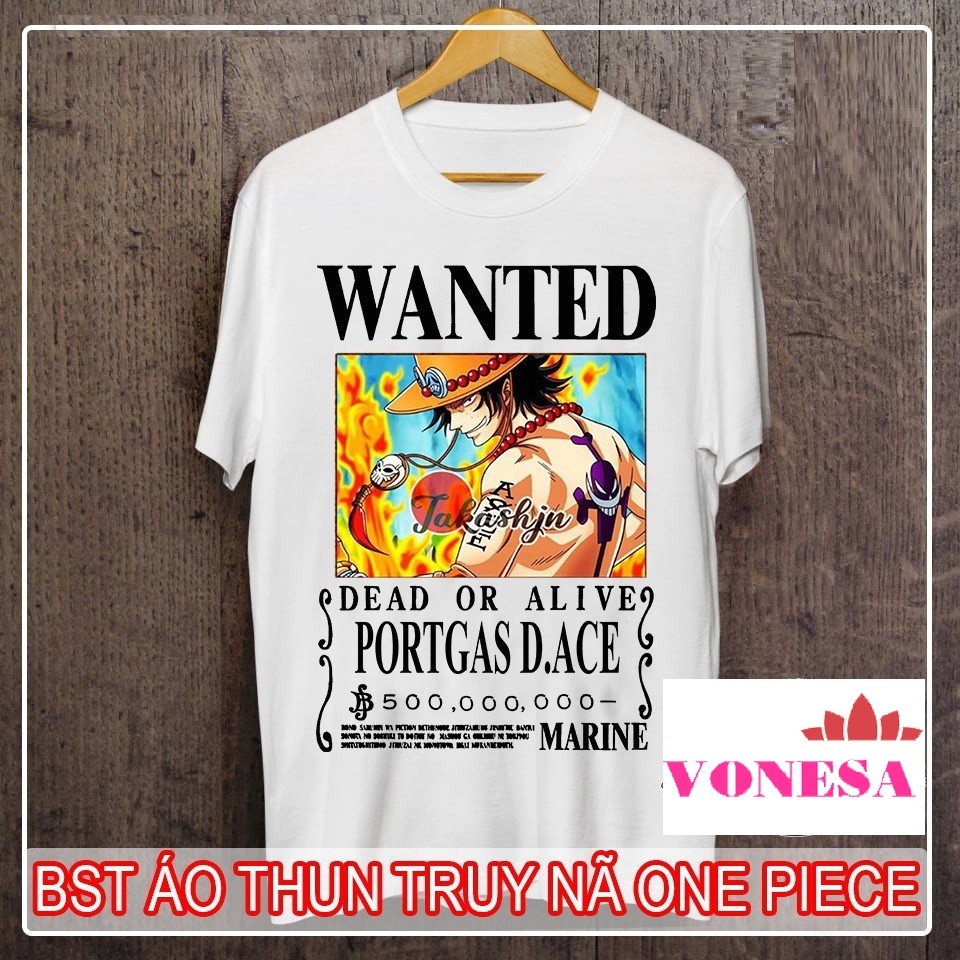 ÁO THUN NAM MẪU ÁO THUN ONE PIECE TRUY NÃ ACE | LUFFY | LAW | ZORO CỰC ĐẸP VONESA
