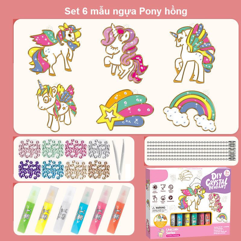 DIY kid 3D rhinestone keychain set toy (can be pendant, keychain, cute bracelet)
