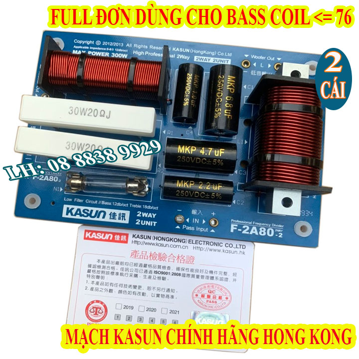 Cặp mạch phân tần 2 loa full đơn kasun chính hãng dùng cho 1 bass 1 treble - giá 2 mạch