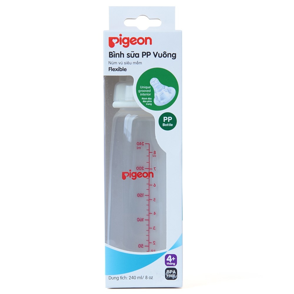 Bình sữa Pigeon nhựa PP vuông 240ml