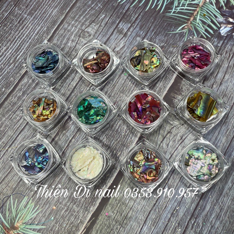 Xà cừ - phụ kiện bướm - phụ kiện hạt tròn- trái tim ẩn móng thiên di nail