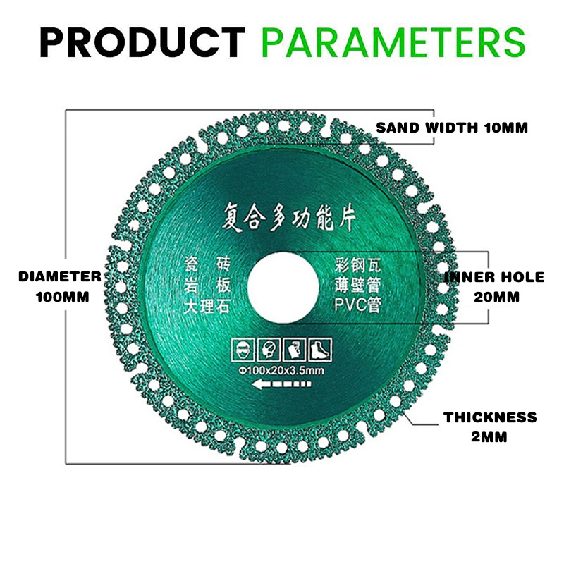 100mm Diamond Composite Cutting Disc Granite Marble Porcelain Tile Ceramic Sharp Brazing Grinding