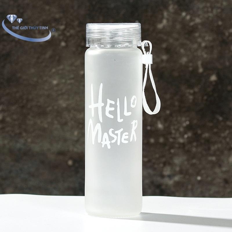 [HCM]Bình Thủy Tinh Dây Xách Hello Master 480ML