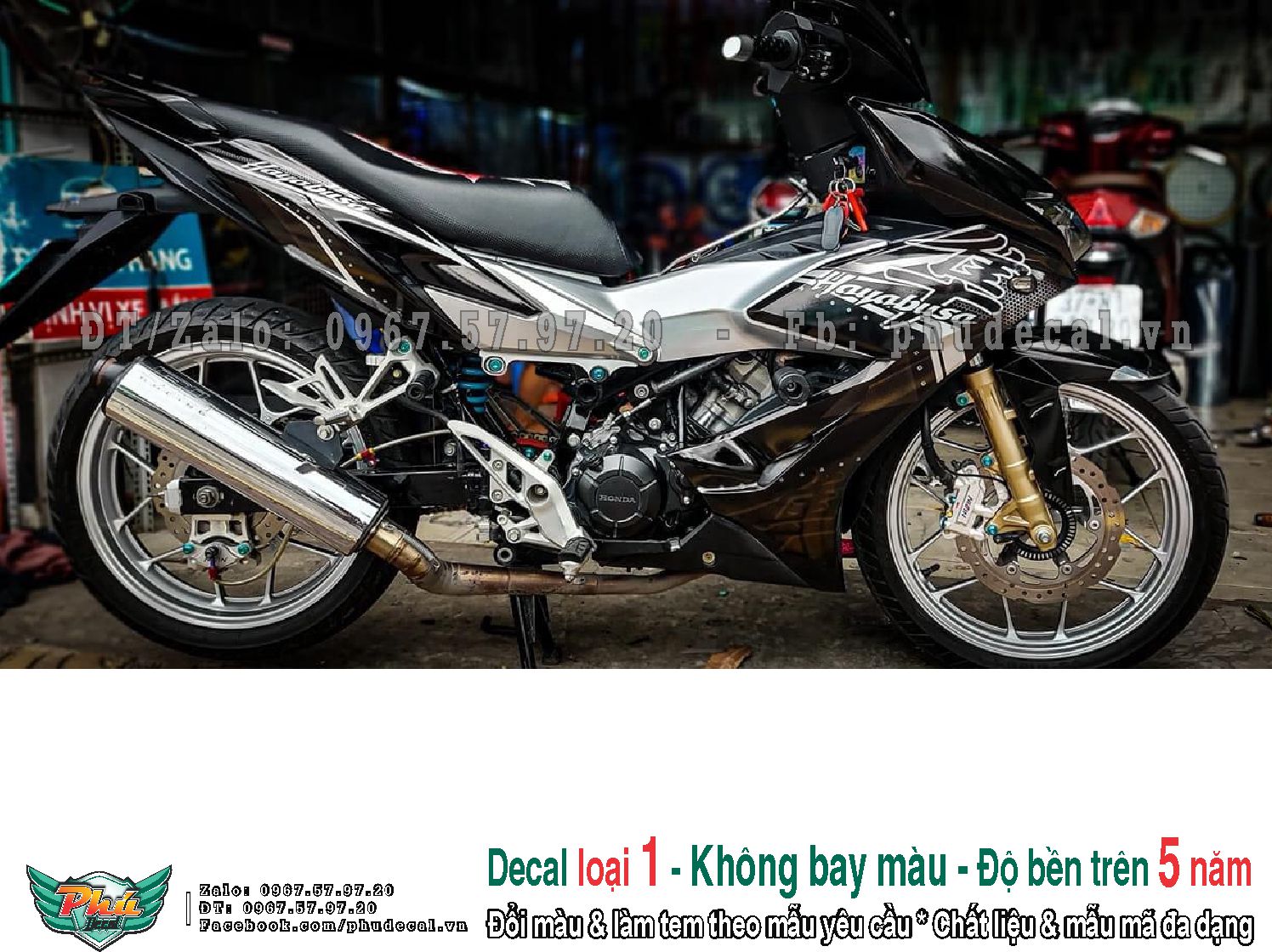 Tem rời Winner X Hayabusa đen bạc