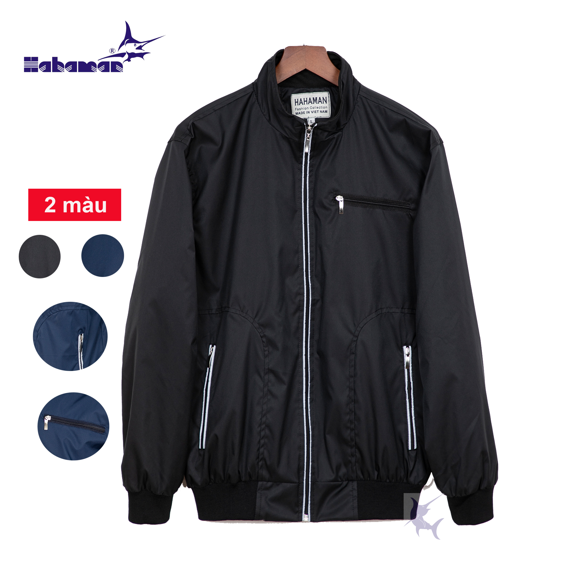 HAHAMAN Áo khoác dù dạ quang 2 lớp cao cấp cổ đứng AKD01002