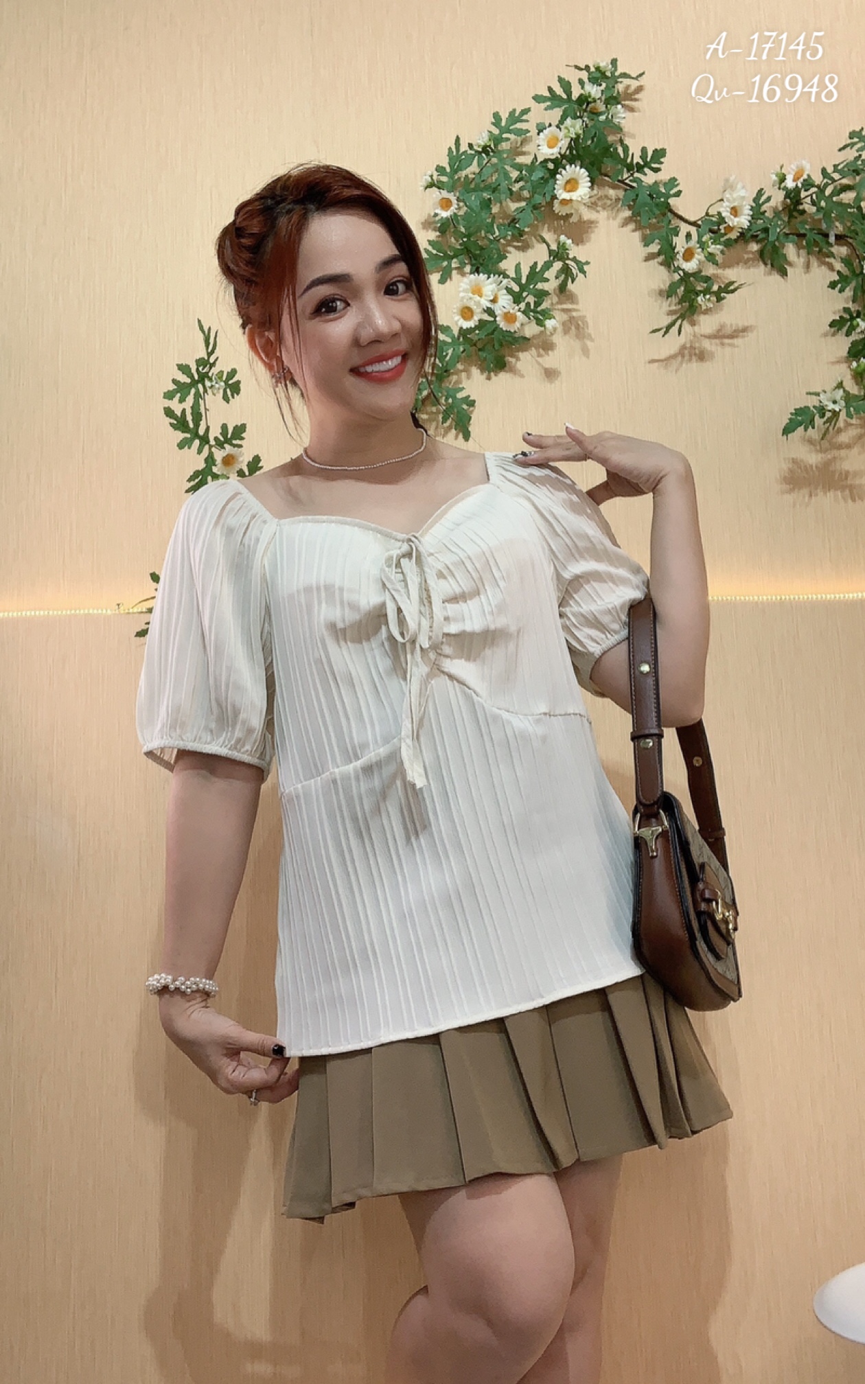 SALE Áo kiểu BIGSIZE nhúng nơ 17145