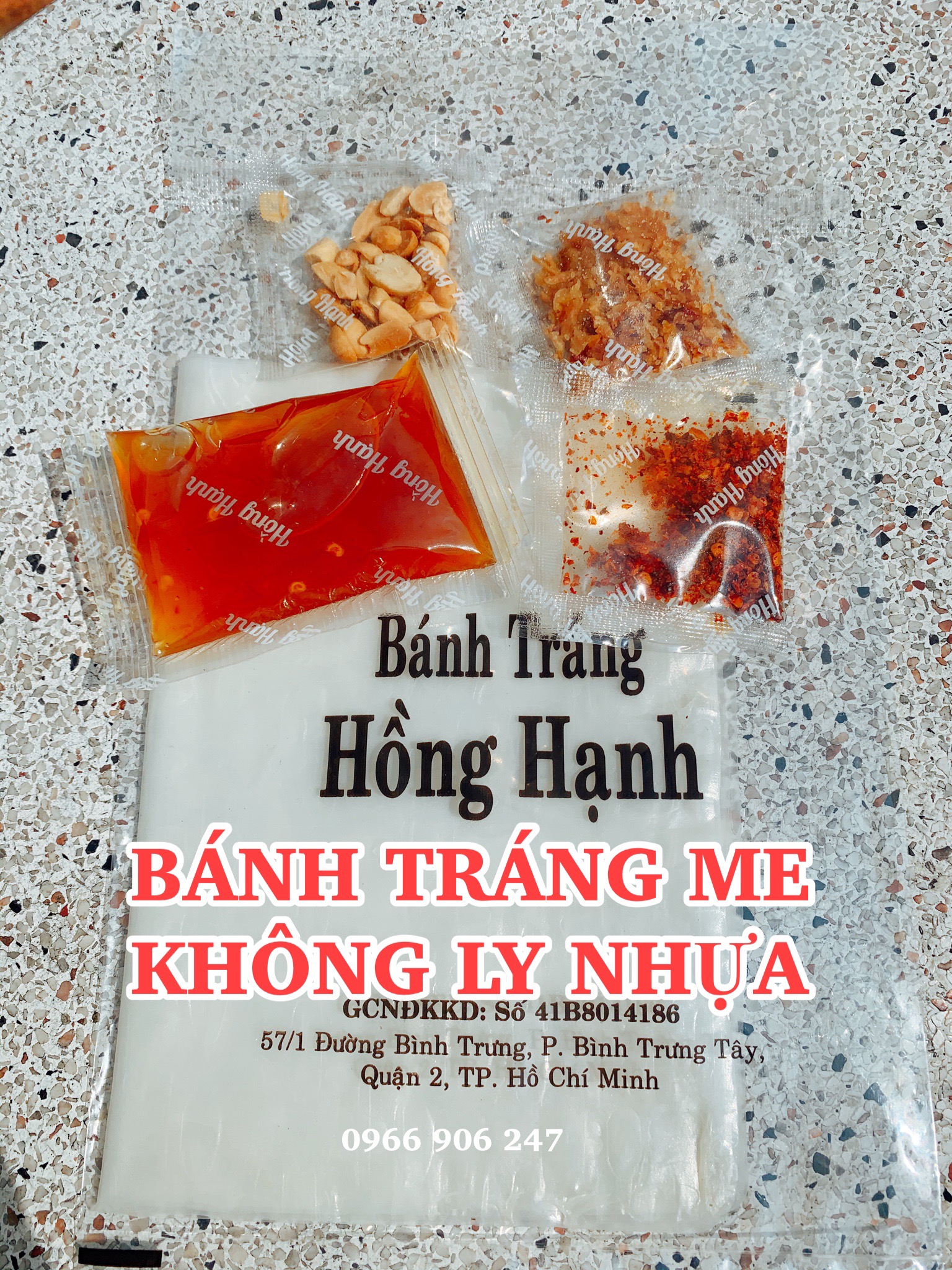 10bịch Bánh Tráng Me Hồng Hạnh sốt me chua ngọt đậu phộng hành phi ớt khô