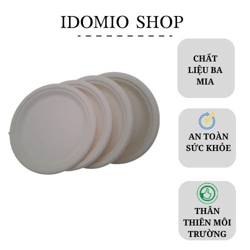 Dĩa giấy 23cm bả mía thân thiện môi trường -10 cái/xấp