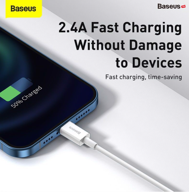 [BH 12 Tháng] Dây Cáp sạc lightning Baseus Superior Series Fast Charging Data Cable cho iPhone/ iPad (2.4A, 480Mbps, Fast charge, ABS/ TPE Cable)