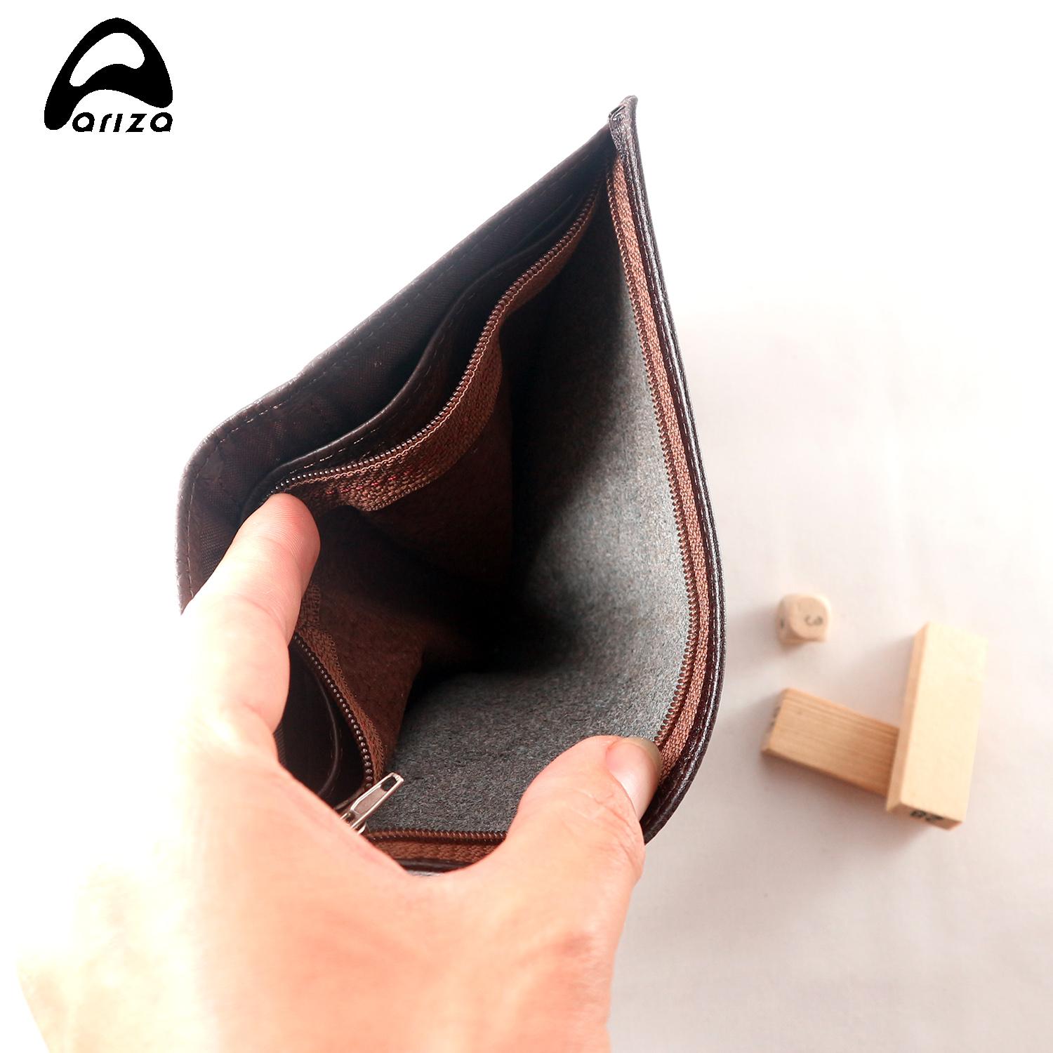 Bóp ví nam đứng trơn đen da bò thật (100%) Ariza ( PHAT TIEN SHOP )