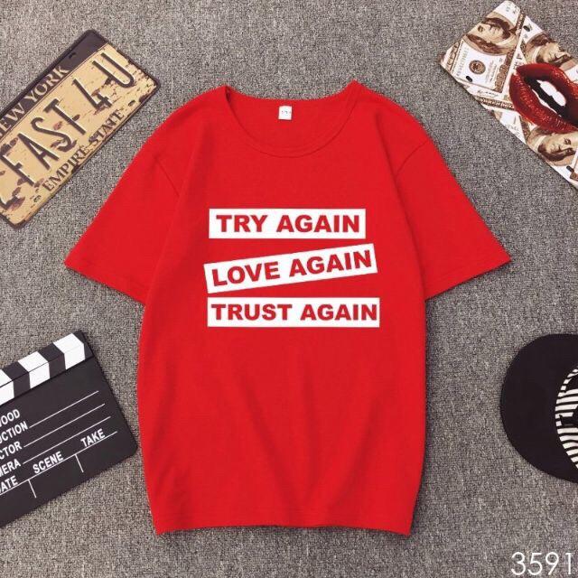 [HCM]áo thun nam nữ try again có bigsize