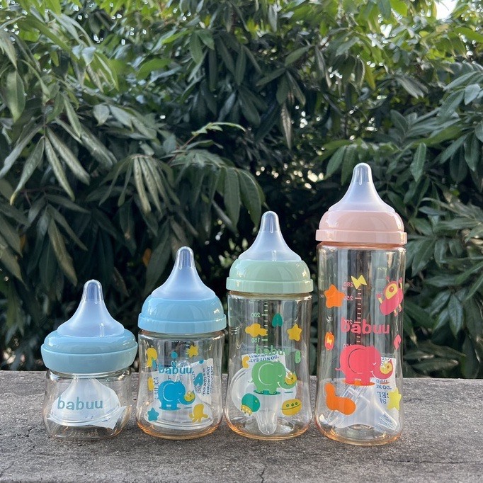 [ chọn núm S,M,L,LL] - Bình sữa cổ rộng PPSU Babuu 90ml/120ml/160ml/240ml/300ml (quà tặng hấp dẫn)