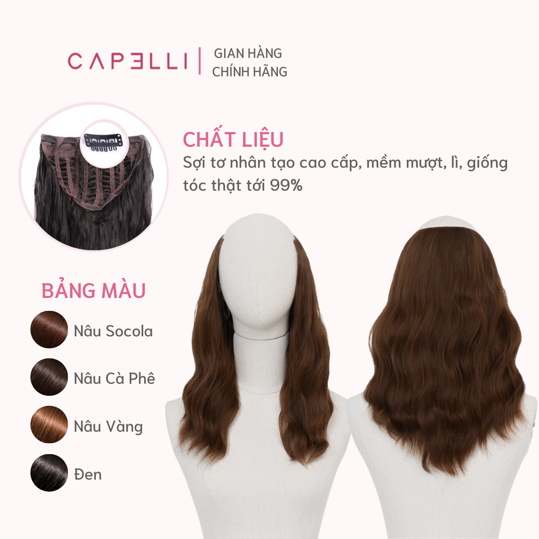 Tóc Kẹp U CAPELLI Xoăn Sóng Trục 45cm