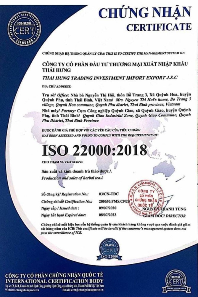 Trà Đinh Lăng Thái Hưng (bịch 50 túi lọc 5g, trà thảo mộc 100% thiên nhiên)