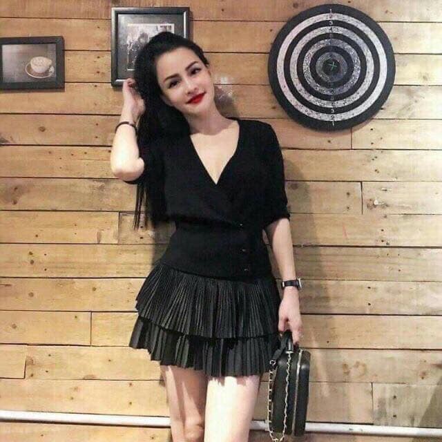 Chân váy dập ly 2 tầng
