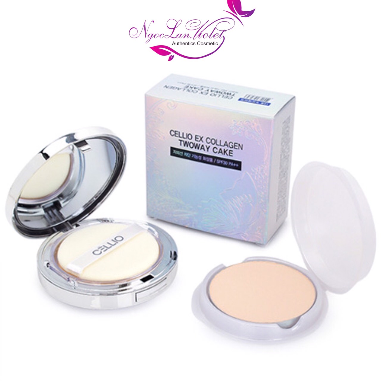 Phấn phủ siêu mịn chống nắng cellio ex collagen twoway cake spf 30 – hàn quốc - tặng kèm 1 lõi