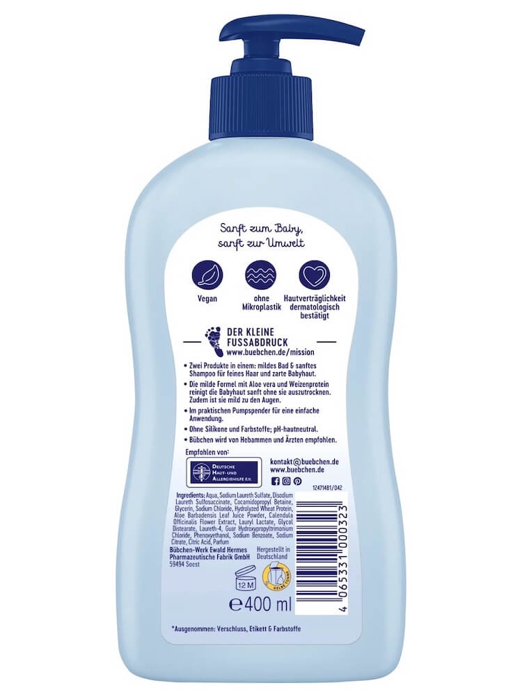 Sữa tắm gội Bübchen Bad & Shampoo (Chai 400ml có vòi)