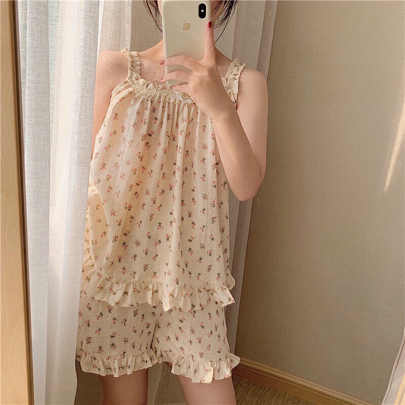 Set Bộ Ngủ 2 Dây Hoa Hoa [CHAM STORE]