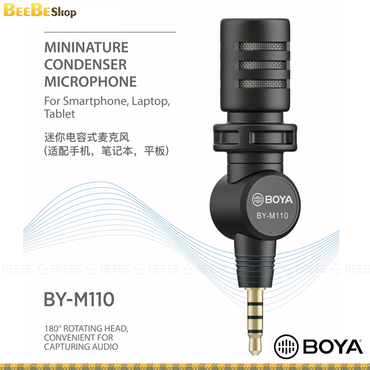 BOYA BY-M110 Ultracompact Condenser Microphone with 3.5mm TRRS Plug