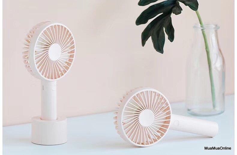 Quạt Sạc Mini S2 4 Cánh Cầm Tay Cực Mát Có Đế