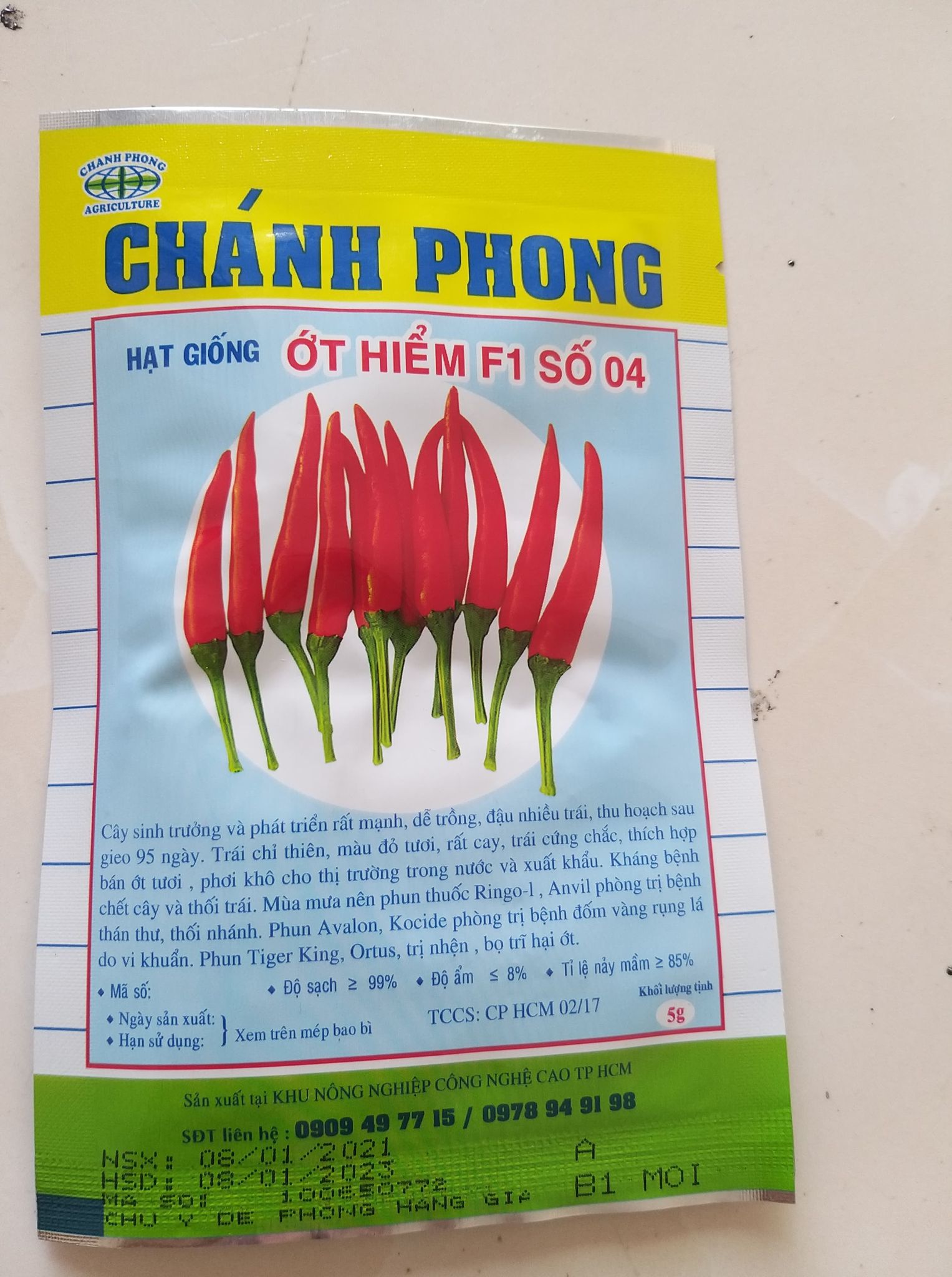 Hạt giống ớt hiểm Chánh Phong F1 số 04 gói 5g