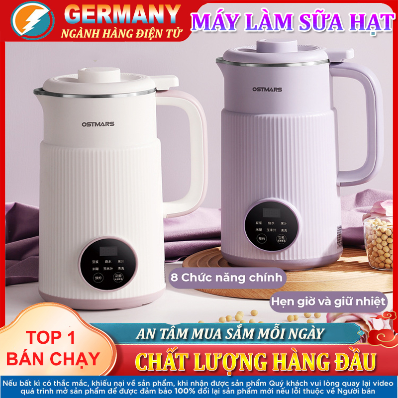 Máy nấu sữa hạt 0.8L, Máy làm sữa hạt OSTMARS 8 chức năng xay nấu tiện lợi, Máy xay hạt đa năng, làm sữa đậu nành, sữa ngô nguyên chất an toàn cho sức khỏe gia đình, tốt hơn máy làm sữa hạt unie