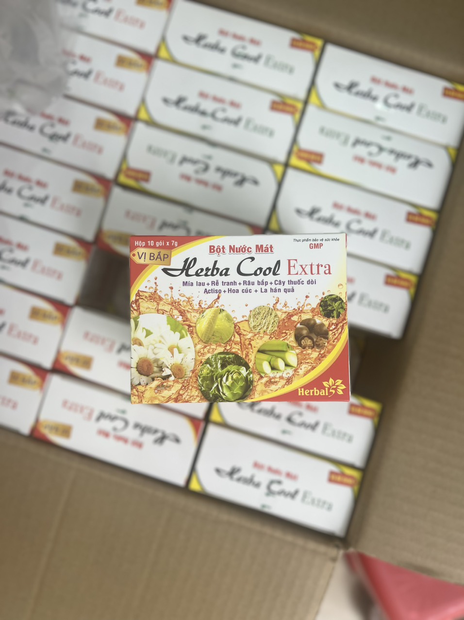 Bột Nước Mát Herba Cool Extra (Hộp 10 gói) vị bắp và bí đao