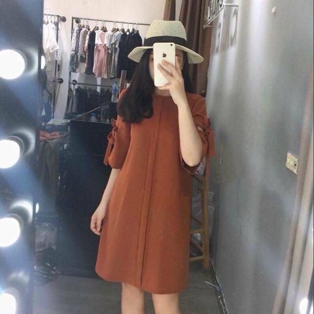 [HCM]Đầm cam đất xếp li (kèm hình thật)