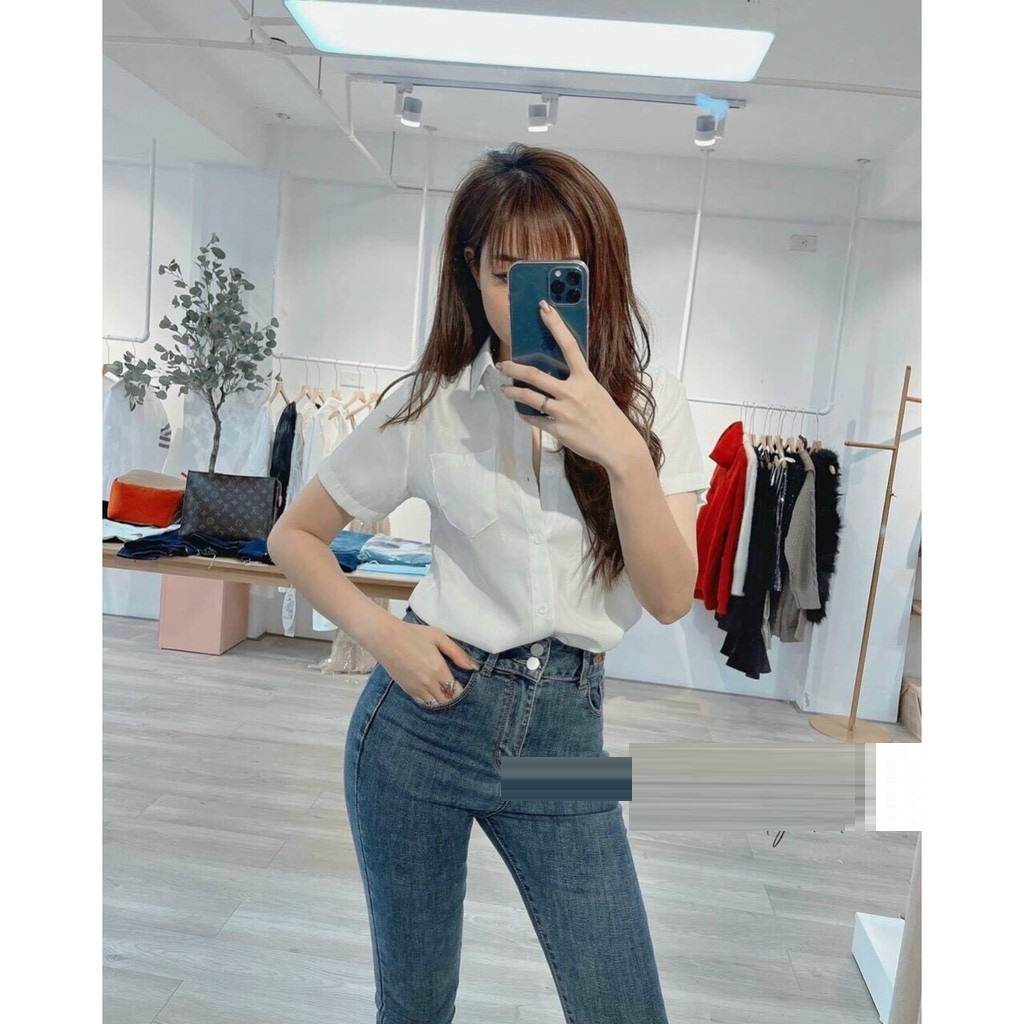 Áo SƠ MI NỮ GU CỘC TAY thanh lịch nữ tính