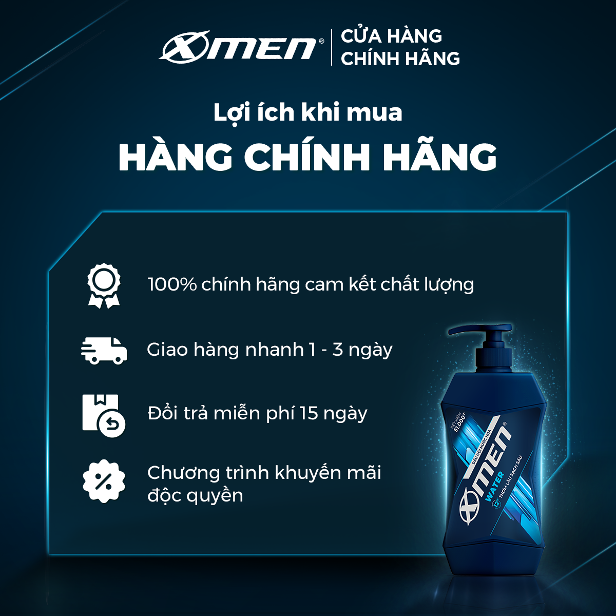 Dầu Gội Nước hoa X-Men Water 650g
