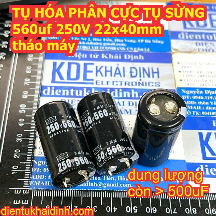 2 con tụ hóa tụ phân cực, tụ sừng chân ngắn 560uF 250V 22*40mm 22x45mm kde4891