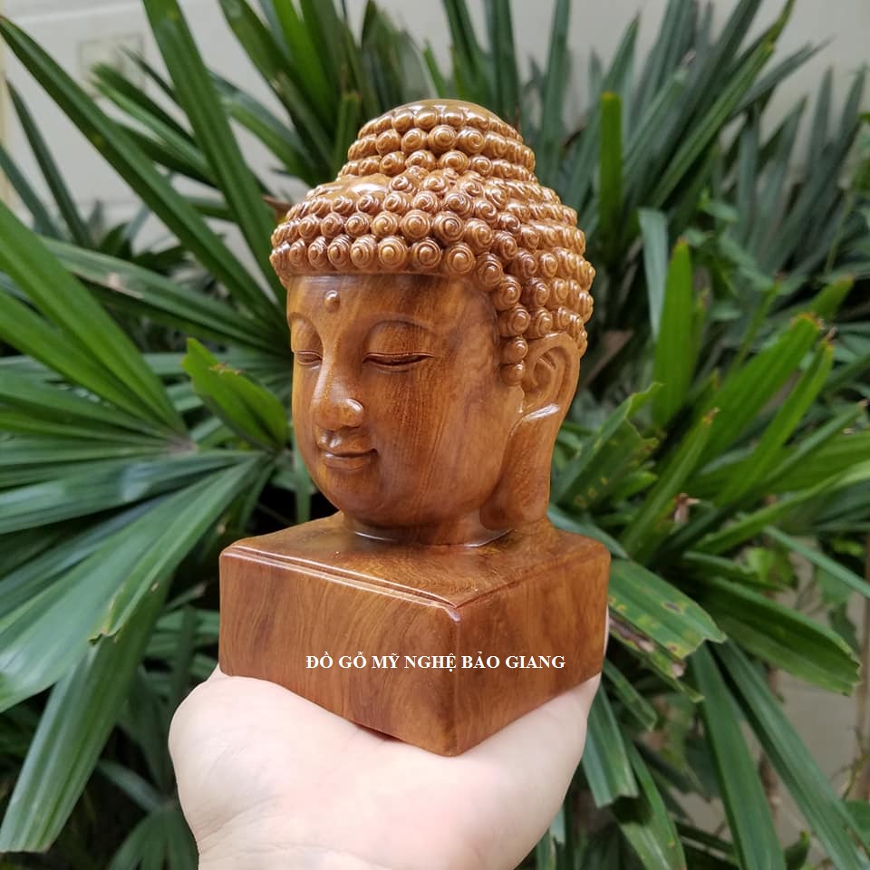 Tượng phật Thích ca gỗ bách xanh cao 15 cm Diện phật Thích Ca