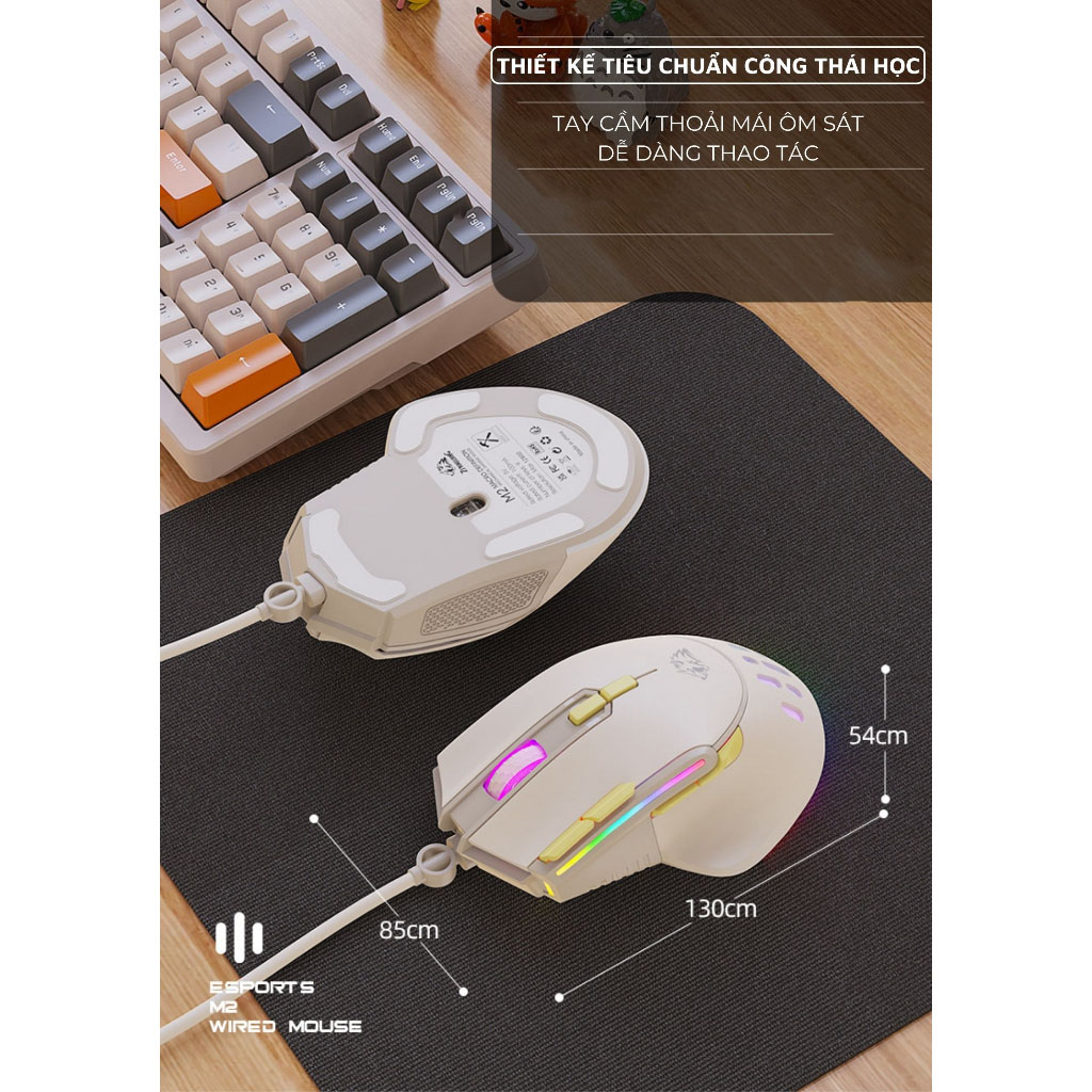 Chu t c m y t nh c d y gaming m2 led rgb thi t k c c ng u c i macro