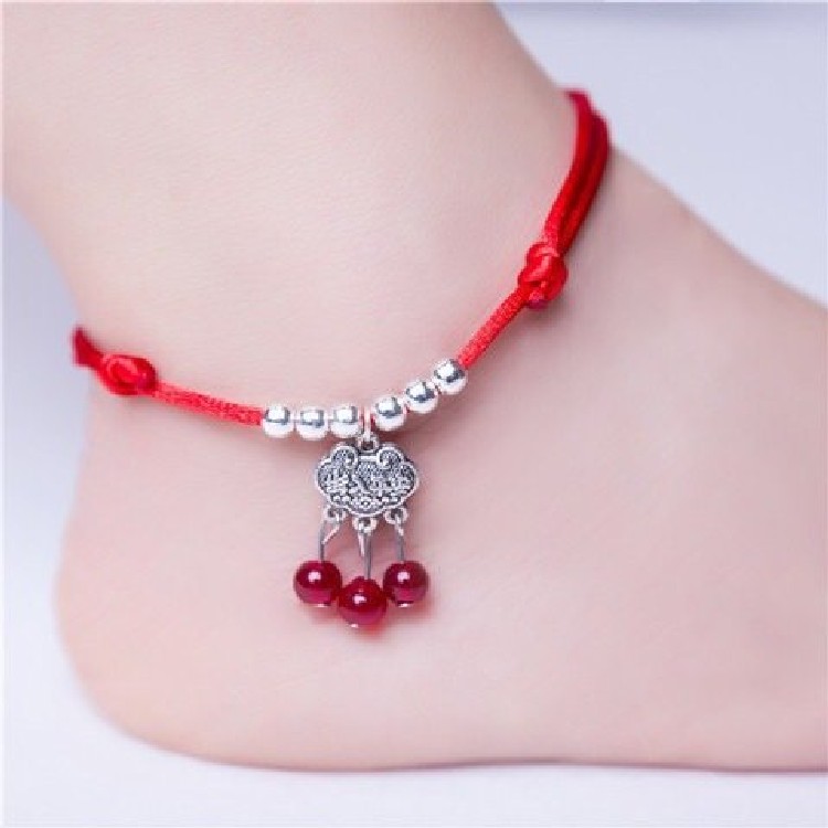( 16 Mẫu ) Lắc chân sợi chỉ đỏ may mắn