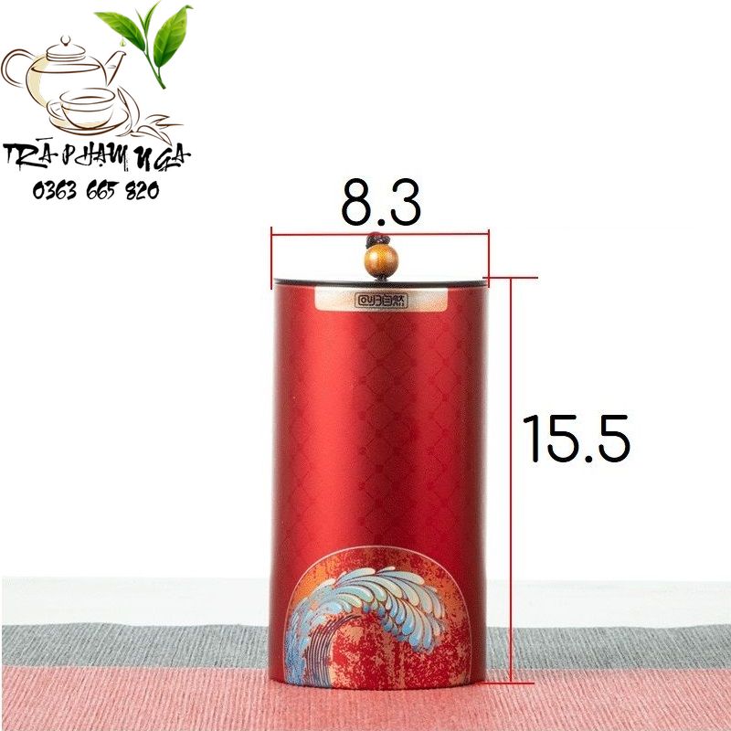 Hộp Đựng Trà, Hũ Đựng Trà, Lọ Đựng Trà, Cafe Và Thảo Mộc Khô, Chất Liệu THÉP CHỐNG RỈ (Hoa Sen Bóng In 3D) - Trà Thái Nguyên Phạm Nga