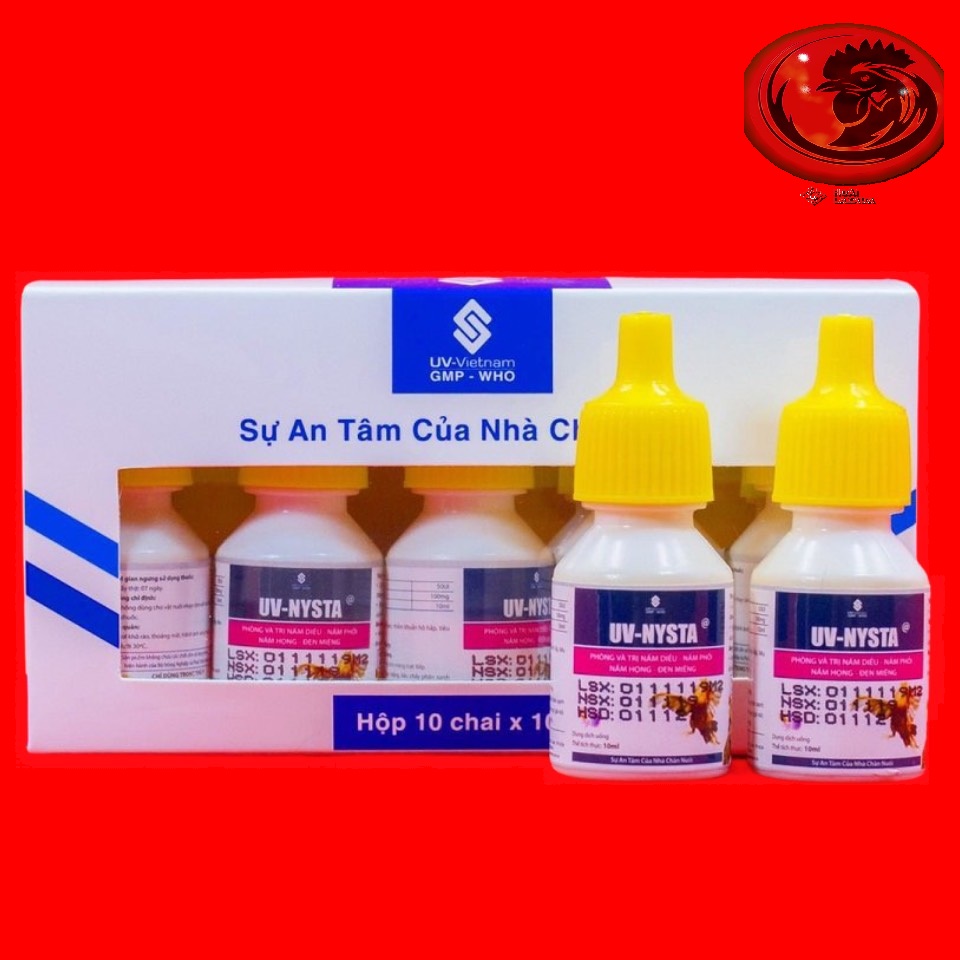 UV - NYSTA NẤM DIỀU, NẤM PHỔI, NẤM HỌNG, ĐẸN CHO GÀ ĐÁ 1 hộp 10 lọ